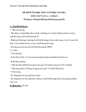 Đề kiểm tra học kì II - Năm học 2010-2011 môn Ngữ văn 12 - Cơ bản